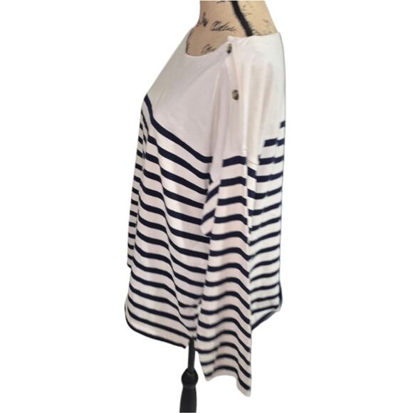 J. Crew Cropped boatneck T-shirt with buttons in mariner cotton Plus Size 2X - Picture 4 of 8